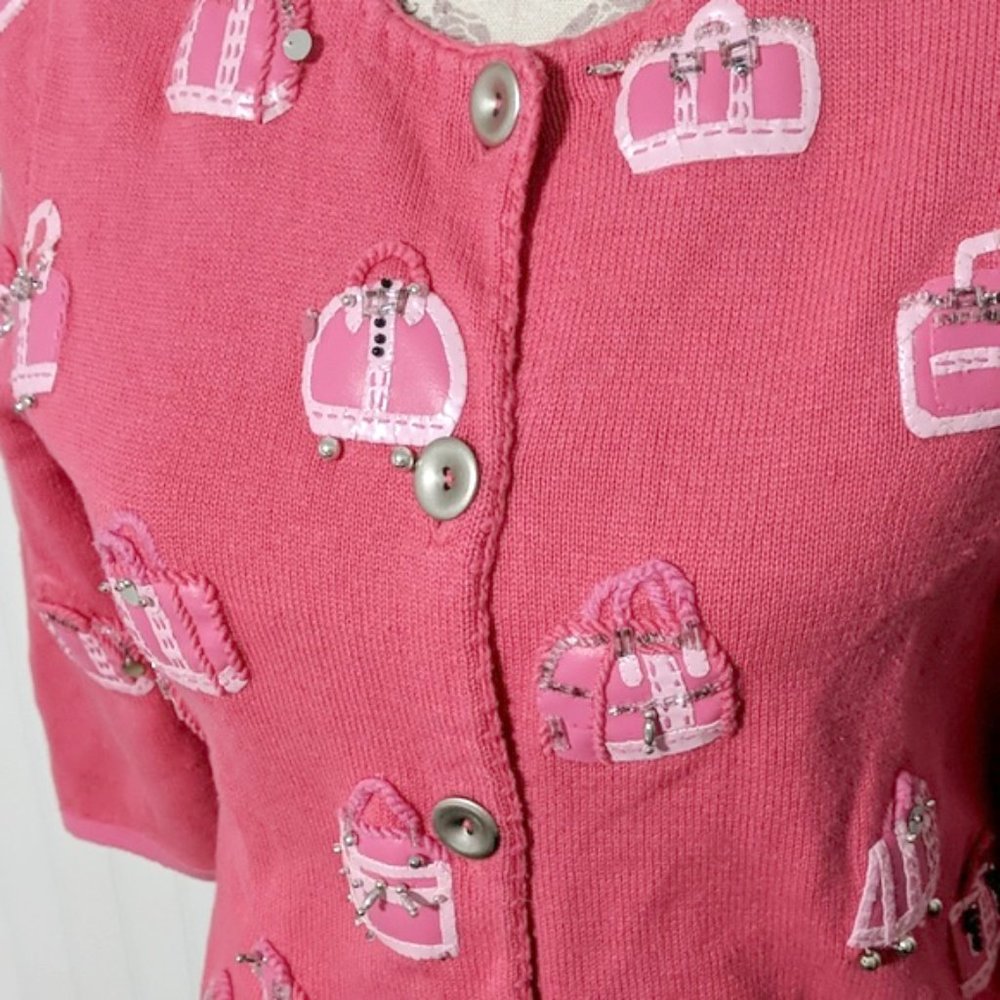 Michael Symon luggage embellished cardigan sweater - Picture 4 of 7